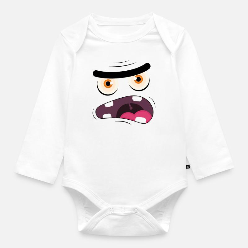 Monster Face 1 - Body Bébé bio manches longues - blanc
