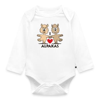 Dessin animé - J’ADORE LES ALPAGAS - Body Bébé bio manches longues - blanc - Devant