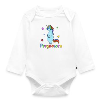 Schwangeres Einhorn - Pregnacorn - Baby Bio-Langarm-Body - Weiß - Vorne