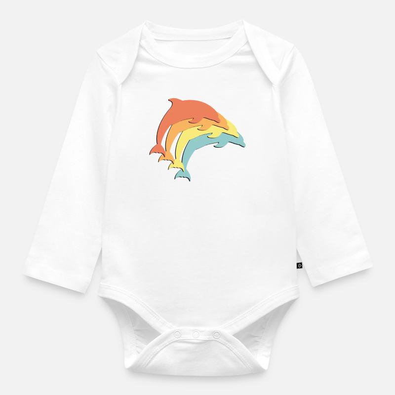 Delfin - Baby Bio-Langarm-Body - Weiß