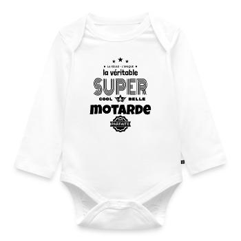 super motarde 100% parfaite humour - Body Bébé bio manches longues - blanc - Devant