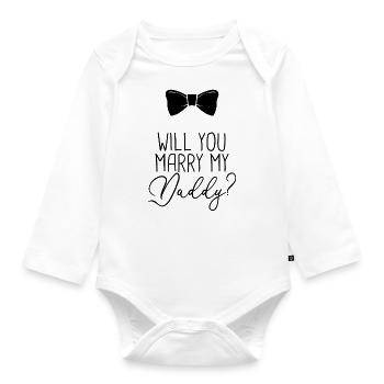 Papa Maman Épouser Mariage Demande en mariage Homme Bébé Enfant - Body Bébé bio manches longues - blanc - Devant