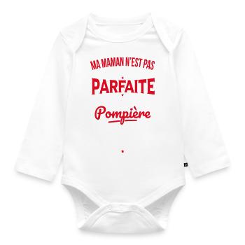 Ma maman n'est pas parfaite - Pompière - Body Bébé bio manches longues - blanc - Devant