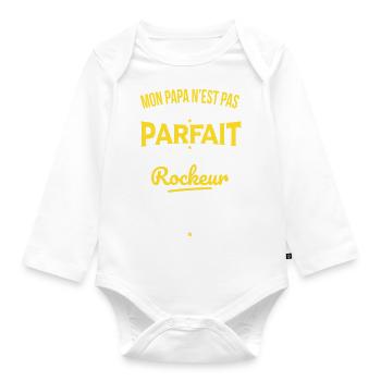 Mon papa n'est pas parfait - Rockeur - Body Bébé bio manches longues - blanc - Devant