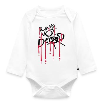 punks not dead quote - Organic Longsleeve Baby Bodysuit - white - Front