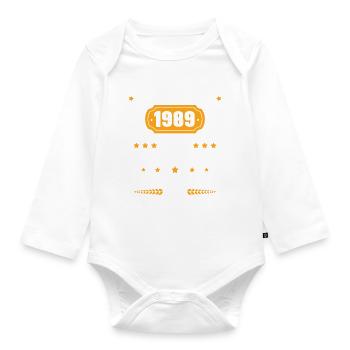 Cadeau D'anniversaire Rétro 33 Ans Novembre 1989 - Body Bébé bio manches longues - blanc - Devant