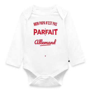 Mon papa n'est pas parfait - Allemand - Body Bébé bio manches longues - blanc - Devant