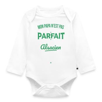 Mon papa n'est pas parfait - Alsacien - Body Bébé bio manches longues - blanc - Devant