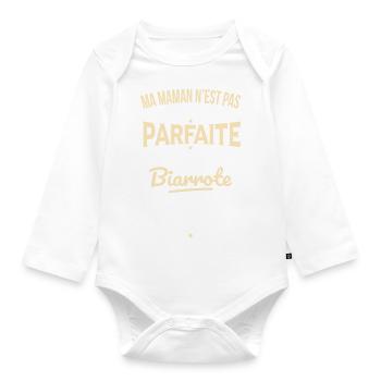 Ma maman n'est pas parfaite - Biarrote - Body Bébé bio manches longues - blanc - Devant