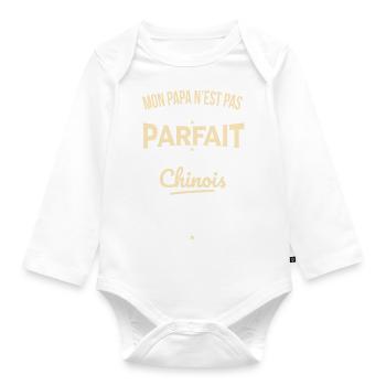 Mon papa n'est pas parfait - Chinois - Body Bébé bio manches longues - blanc - Devant