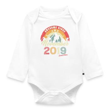 Birthday Gift In November 2019 Vintage - Organic Longsleeve Baby Bodysuit - white - Front