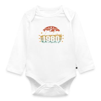 Cadeau d'anniversaire 42 Ans Millésime 1980 - Body Bébé bio manches longues - blanc - Devant