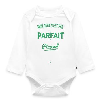 Mon papa n'est pas parfait - Picard - Body Bébé bio manches longues - blanc - Devant