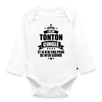dégage j'ai un tonton cinglé - Body Bébé bio manches longues - blanc - Devant