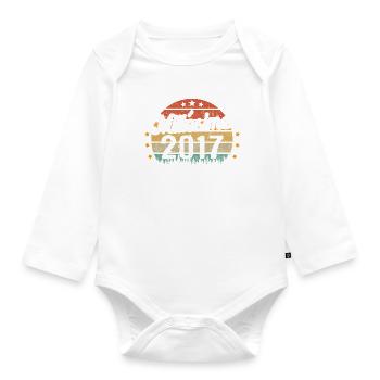 Cadeau d'anniversaire 5 Ans Millésime 2017 - Body Bébé bio manches longues - blanc - Devant