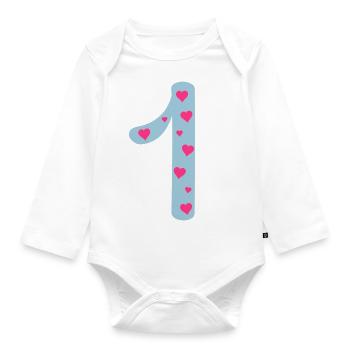 1 anniversaire avec le cœur - Body Bébé bio manches longues - blanc - Devant