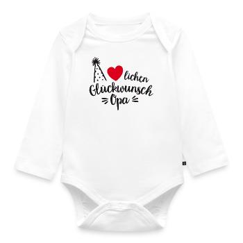 Herzlichen Glückwunsch Opa - Baby Bio-Langarm-Body - Weiß - Vorne