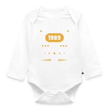 Cadeau D'anniversaire Rétro 33 Ans Décembre 1989 - Body Bébé bio manches longues - blanc - Devant
