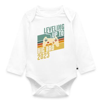 Brother 2023 - Young Baby Level up Big Brother - Organic Longsleeve Baby Bodysuit - white - Front