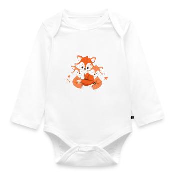 Zwillinge Schwangerschaft Fuchs Großer Bruder 2023 - Baby Bio-Langarm-Body - Weiß - Vorne