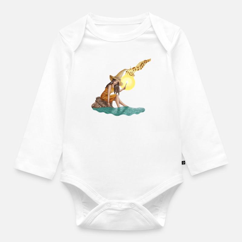 Singing Sea Witch - Organic Longsleeve Baby Bodysuit - white