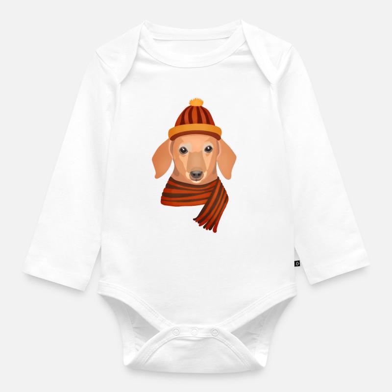 teckel - Body Bébé bio manches longues - blanc
