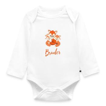 Zwillinge Schwangerschaft Fuchs Großer Bruder 2023 - Baby Bio-Langarm-Body - Weiß - Vorne