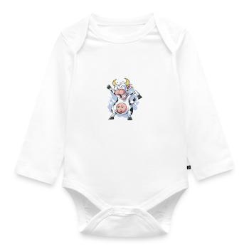 Muay Thai Cow Funny Moo Thai Kickboxing - Baby Bio-Langarm-Body - Weiß - Vorne