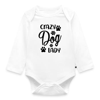 Crazy dog lady - Organic Longsleeve Baby Bodysuit - white - Front