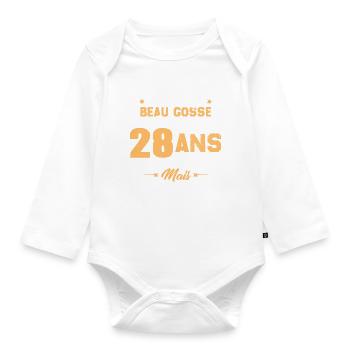 Cadeau d'anniversaire Beau gosse et d'avoir 28 ans - Body Bébé bio manches longues - blanc - Devant