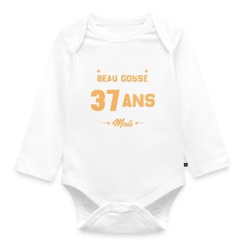 Cadeau d'anniversaire Beau gosse et d'avoir 37 ans - Body Bébé bio manches longues - blanc - Devant