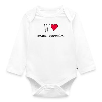 J'aime mon parrain - Body Bébé bio manches longues - blanc - Devant