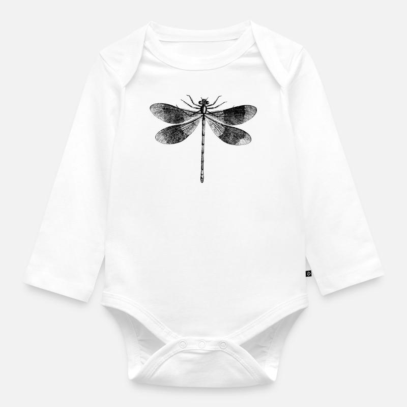 Libellule Petite Libellule Insectes Illustration - Body Bébé bio manches longues - blanc