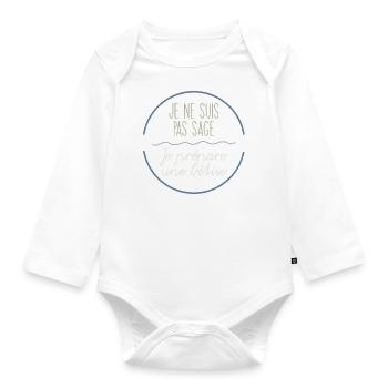 Je ne suis pas sage, je prépare une bêtise - Body Bébé bio manches longues - blanc - Devant