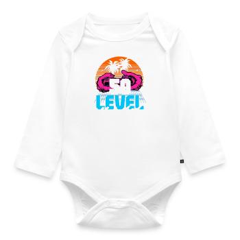 Level 50 Unlocked 50th Birthday Gamer 80s retro - Organic Longsleeve Baby Bodysuit - white - Front