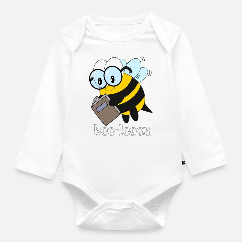 bee lesen - Baby Bio-Langarm-Body - Weiß