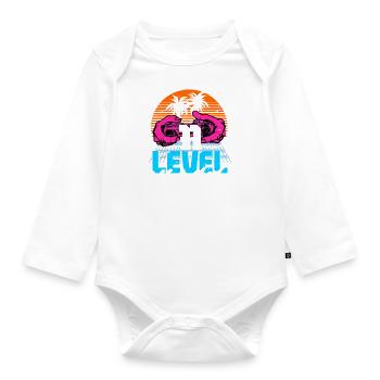 Level 11 Unlocked 11th Birthday Gamer 80s retro - Organic Longsleeve Baby Bodysuit - white - Front