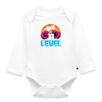 Level 11 Unlocked 11th Birthday Gamer 80s retro - Organic Longsleeve Baby Bodysuit - white - Front