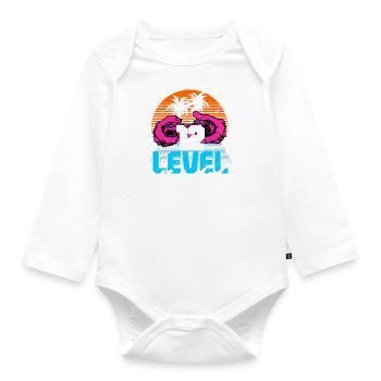 Level 12 Unlocked 12th Birthday Gamer 80s retro - Organic Longsleeve Baby Bodysuit - white - Front