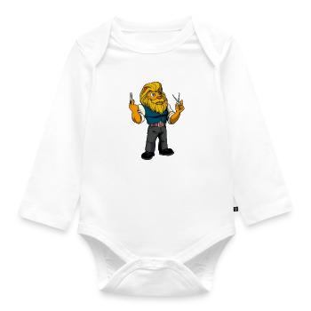 Cartoon Lion est le barbier - Body Bébé bio manches longues - blanc - Devant