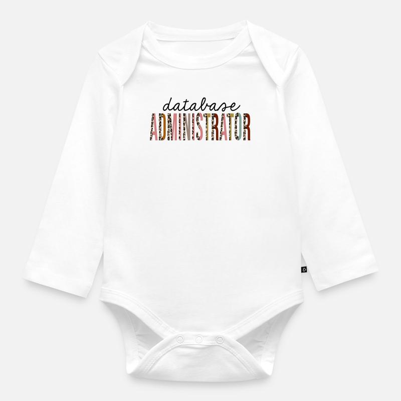Database Administrator Leopard Print Funny - Organic Longsleeve Baby Bodysuit - white
