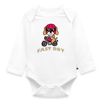 Fast Puggle Boy Dog Cadeau Rétro - Body Bébé bio manches longues - blanc - Devant