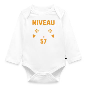 Niveau 57 débloqué / Anniversaire 57 ans gamer - Body Bébé bio manches longues - blanc - Devant