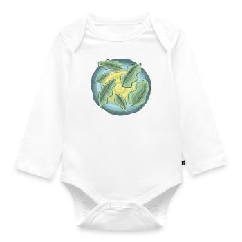 Spirale feuilles de chêne vert jaune bleu - Body Bébé bio manches longues - blanc - Devant