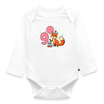 Mit Fuchs - Mädchen Geburtstag 9 Jahre - Baby Bio-Langarm-Body - Weiß - Vorne