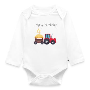 Happy Birthday - Organic Longsleeve Baby Bodysuit - white - Front