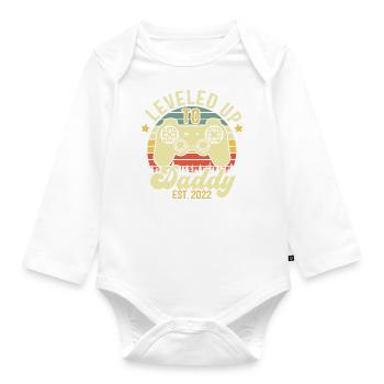 Leveled up to Daddy 2022, Cadeau papa 2022 - Body Bébé bio manches longues - blanc - Devant