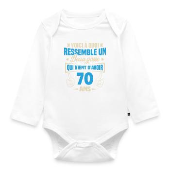 Cadeau Voici à Quoi Ressemble Un Beau Gosse 70 ans - Body Bébé bio manches longues - blanc - Devant