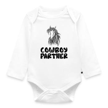 Cowboy Partner Western Texas Cowboy Rodeo Horse - Organic Longsleeve Baby Bodysuit - white - Front