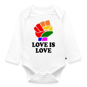 Love is love - Baby Bio-Langarm-Body - Weiß - Vorne